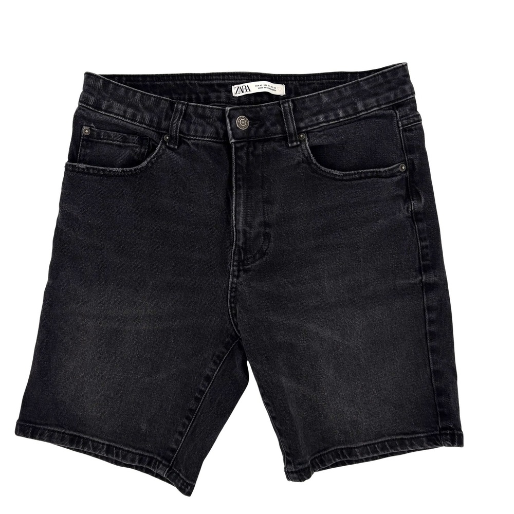 Zara Denimwear Womens Black Faded Distressed Denim Shorts Size 32 EUR 42